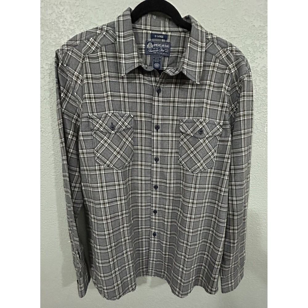 American Rag Cie Men's XL Moss Green Plaid Flannel Button-Up Shirt
